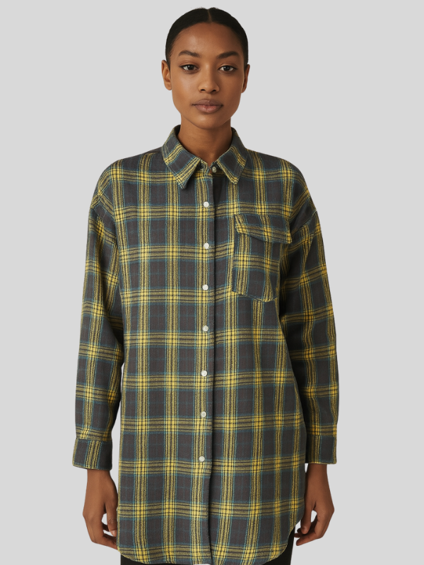 Charlotte - Camicia oversize a quadri con bottoni per donna