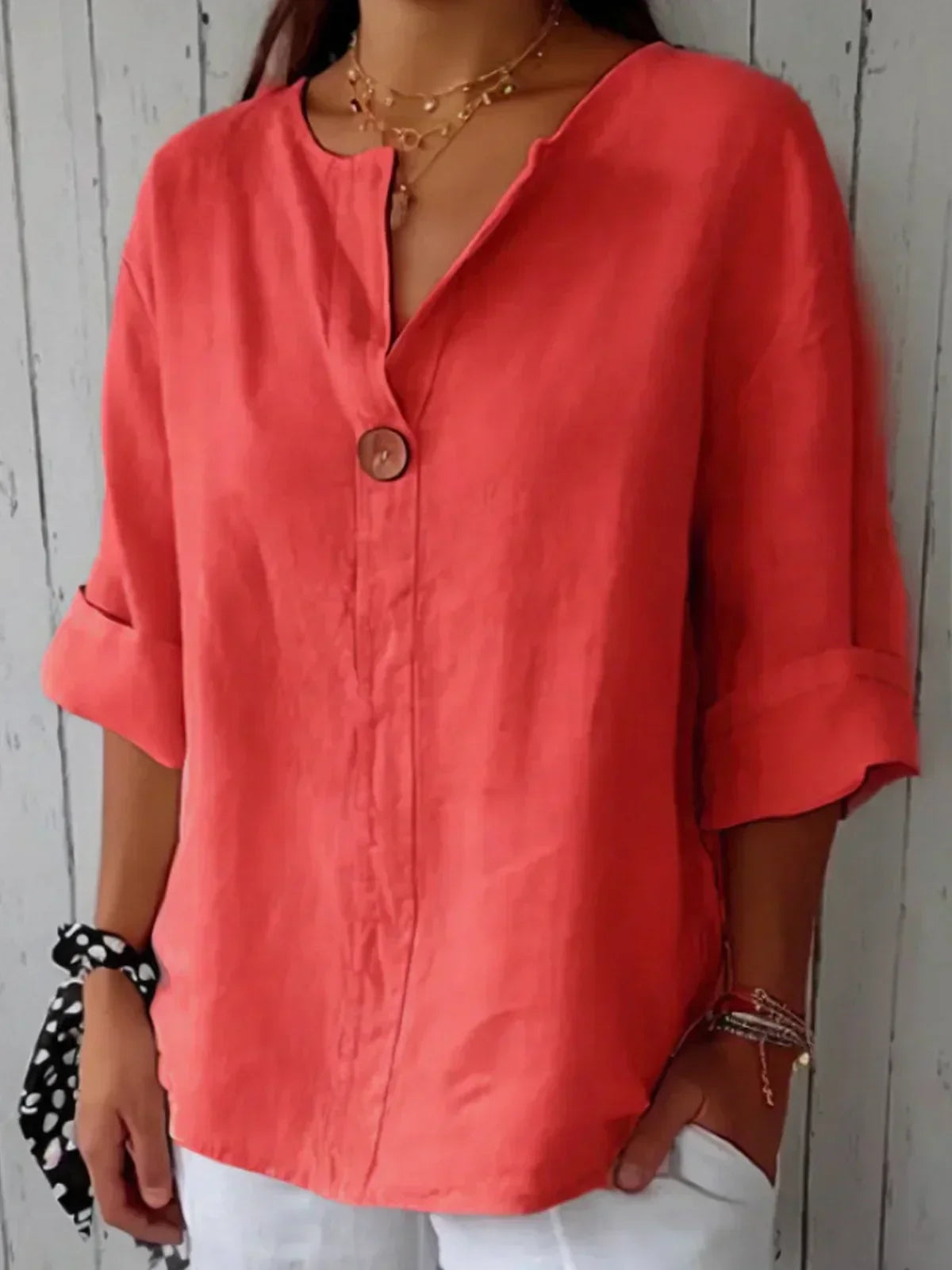 Aveline - Blusa Casual con Scollo a V (Disponibile in Taglie Forti)
