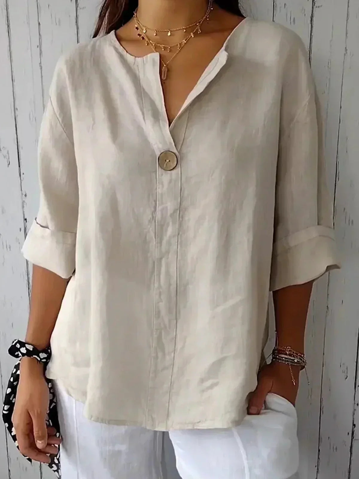 Aveline - Blusa Casual con Scollo a V (Disponibile in Taglie Forti)