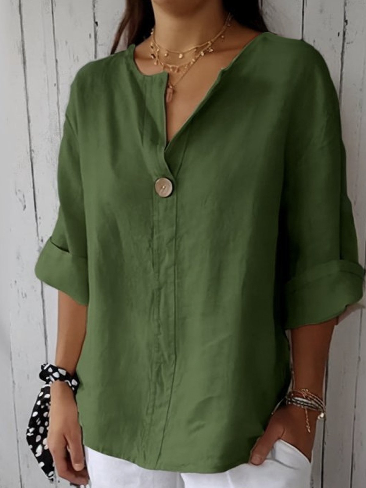 Aveline - Blusa Casual con Scollo a V (Disponibile in Taglie Forti)