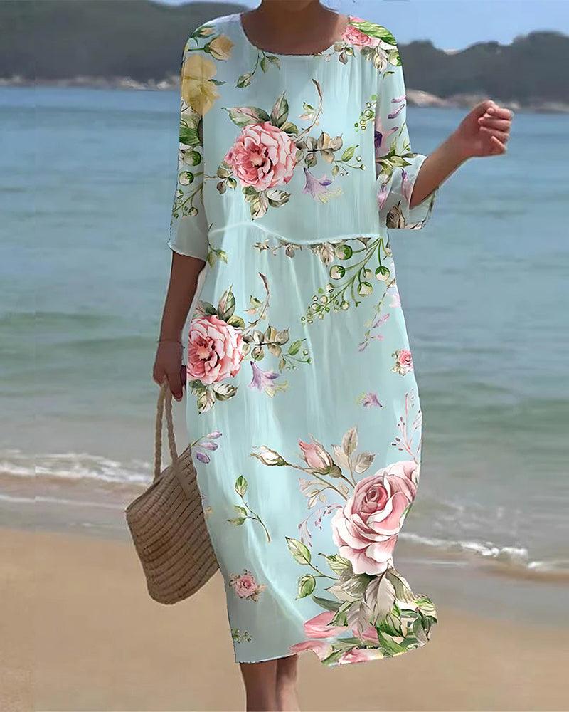 Amara - Robe florale élégante avec contrôle du ventre