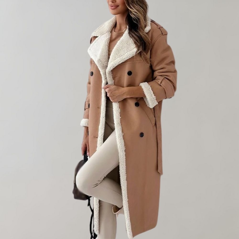 Sienna - Cappotto lungo in ecopelliccia effetto shearling elegante e caldo per il freddo