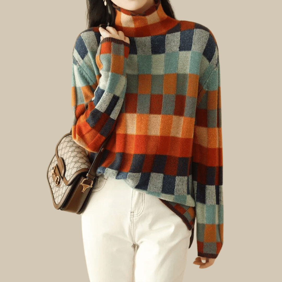 Bethany - Maglione a collo alto patchwork da donna