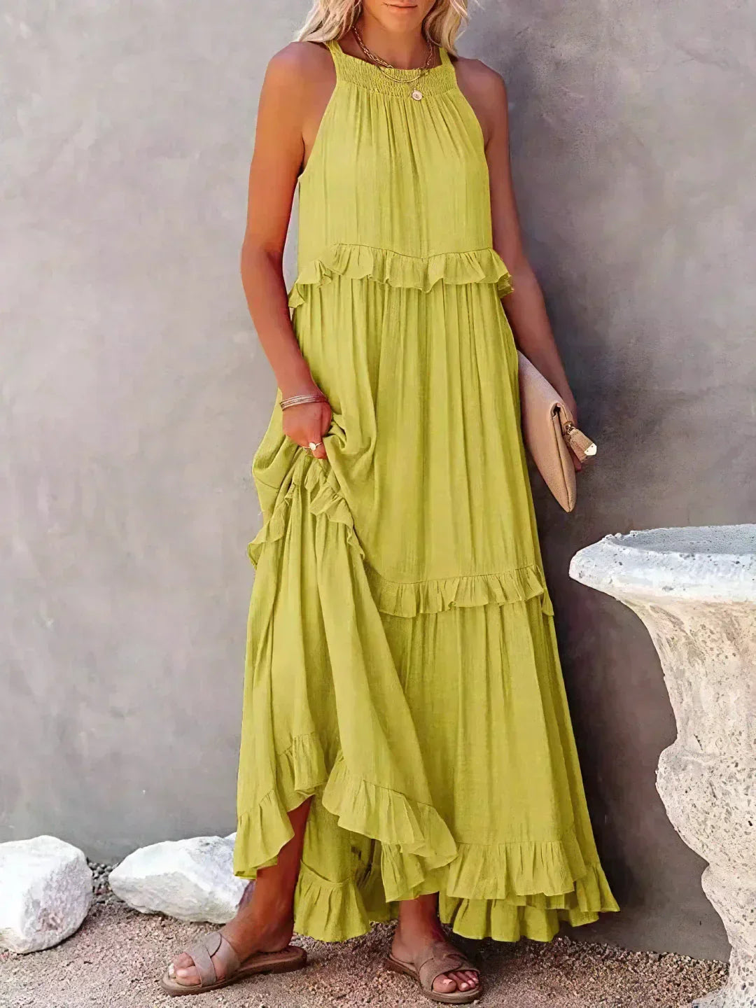 Clara - Vestito Halter con Volant e Tasche
