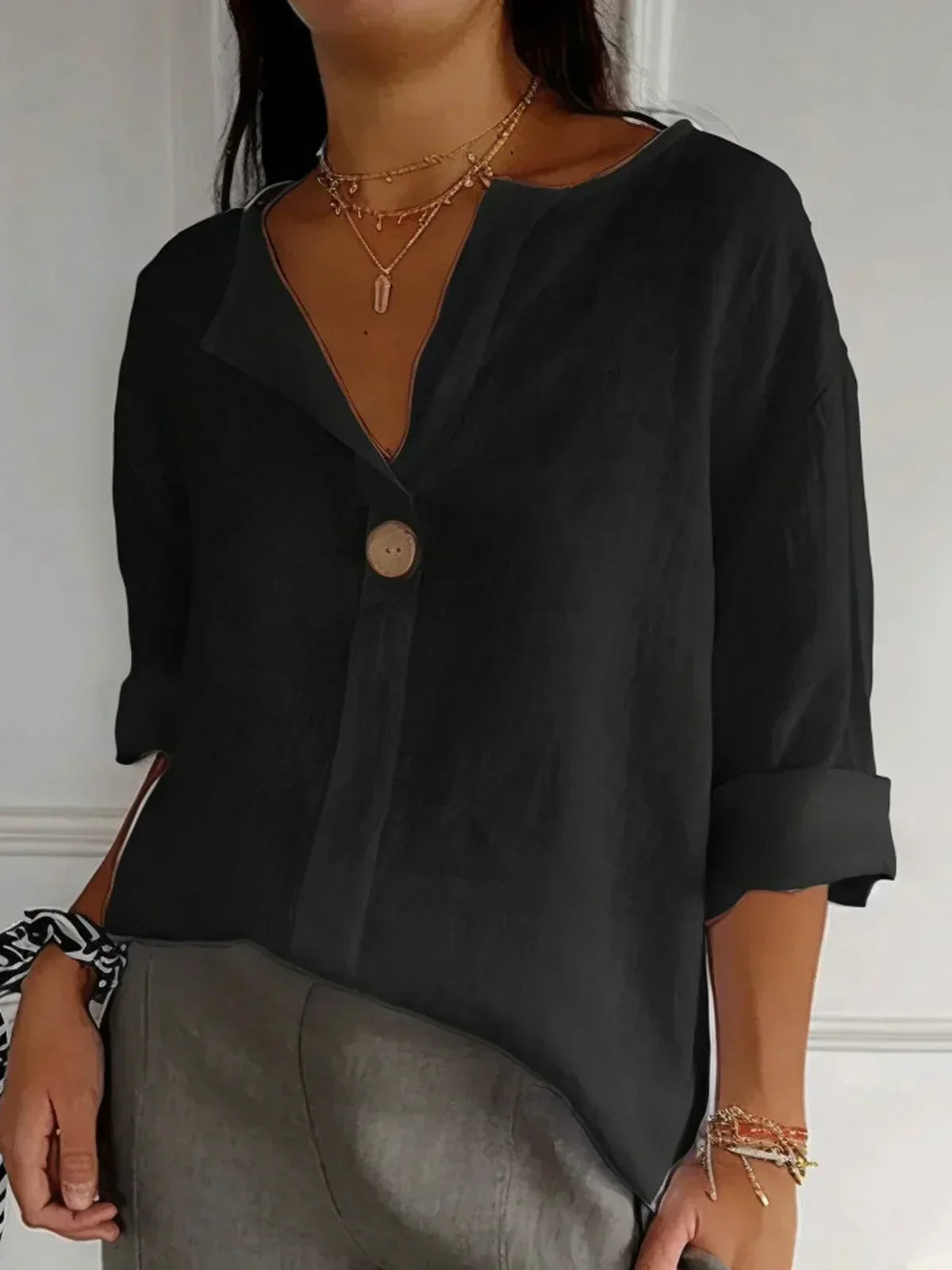 Aveline - Blusa Casual con Scollo a V (Disponibile in Taglie Forti)