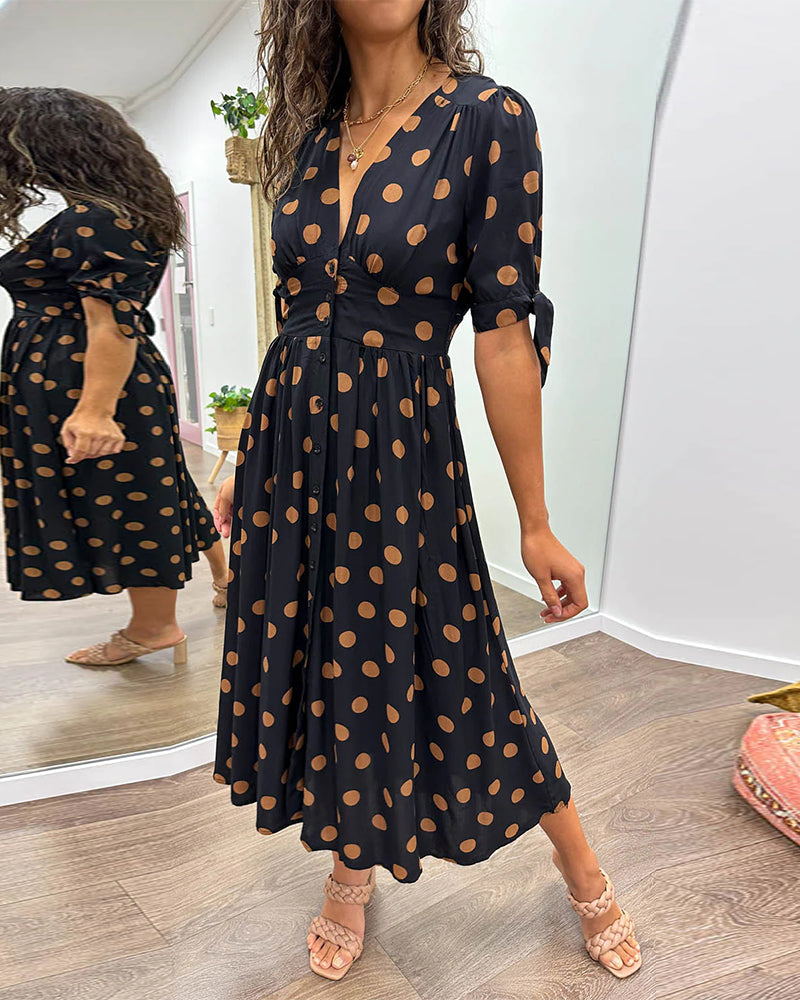 Daisy - Vestito Elegante a Pois Abito Midi Vintage Ispirato