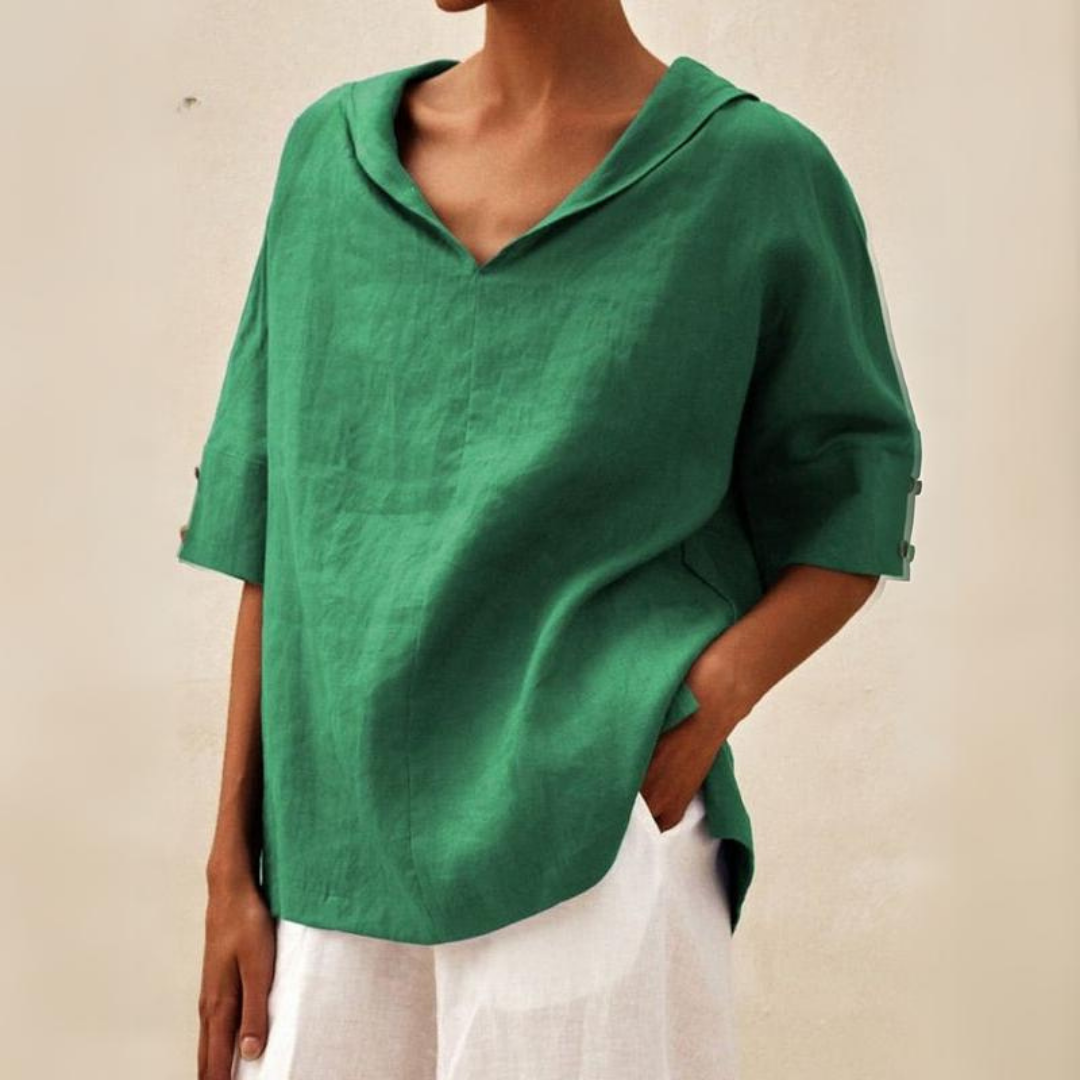 Kate - Camicia casual da donna in lino con scollo a V