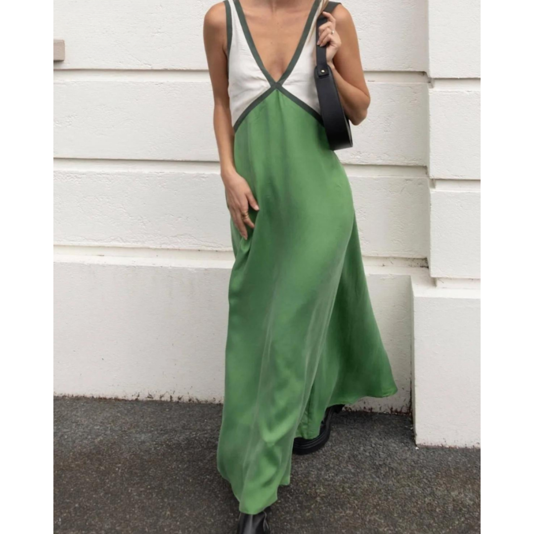 Ella - Abito lungo senza maniche chic con scollo a V