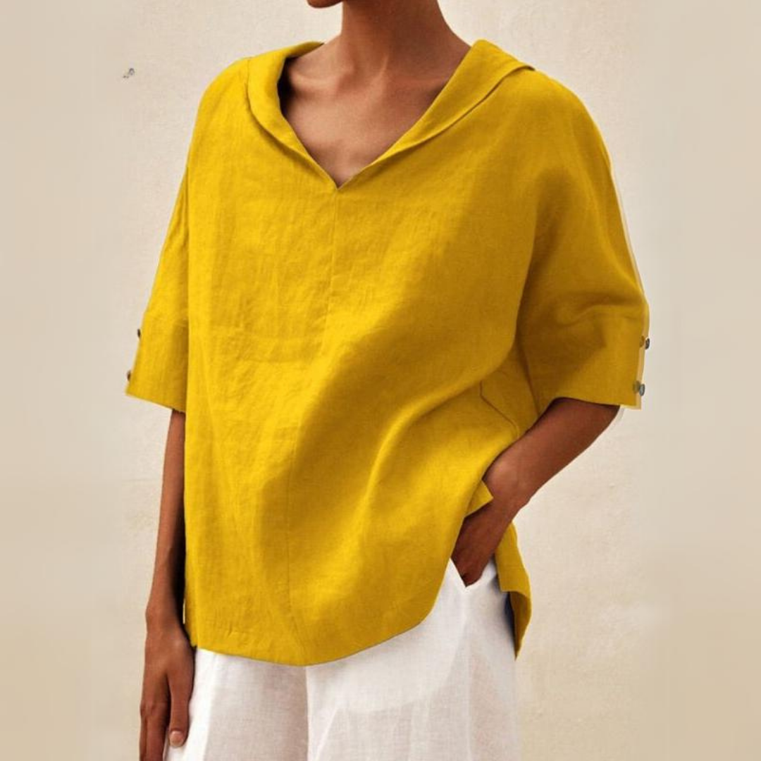 Kate - Camicia casual da donna in lino con scollo a V
