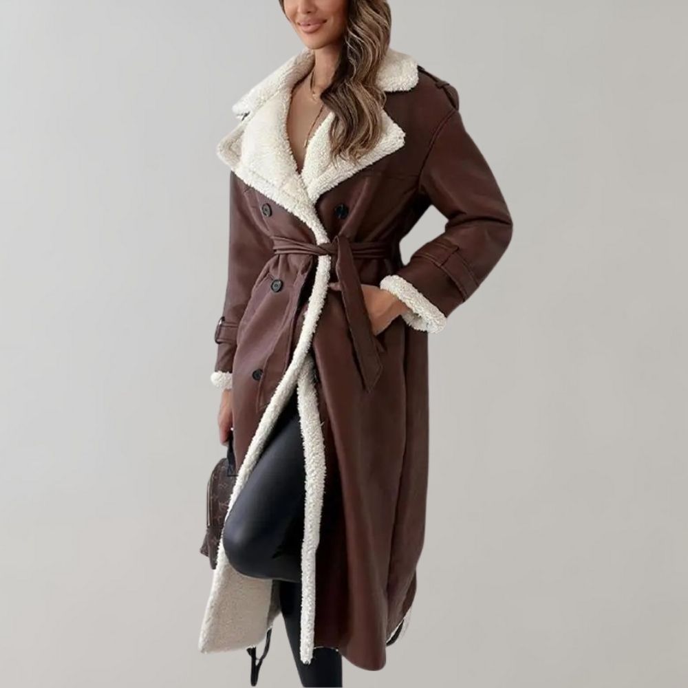 Sienna - Cappotto lungo in ecopelliccia effetto shearling elegante e caldo per il freddo