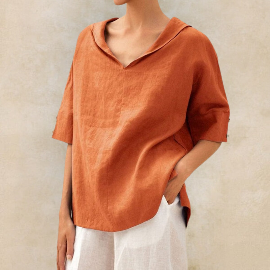 Kate - Camicia casual da donna in lino con scollo a V