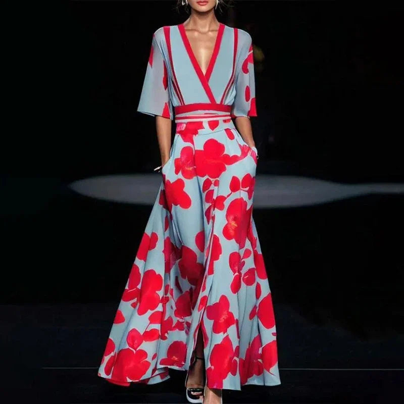 Cassidy - Abito lungo elegante con stampa floreale