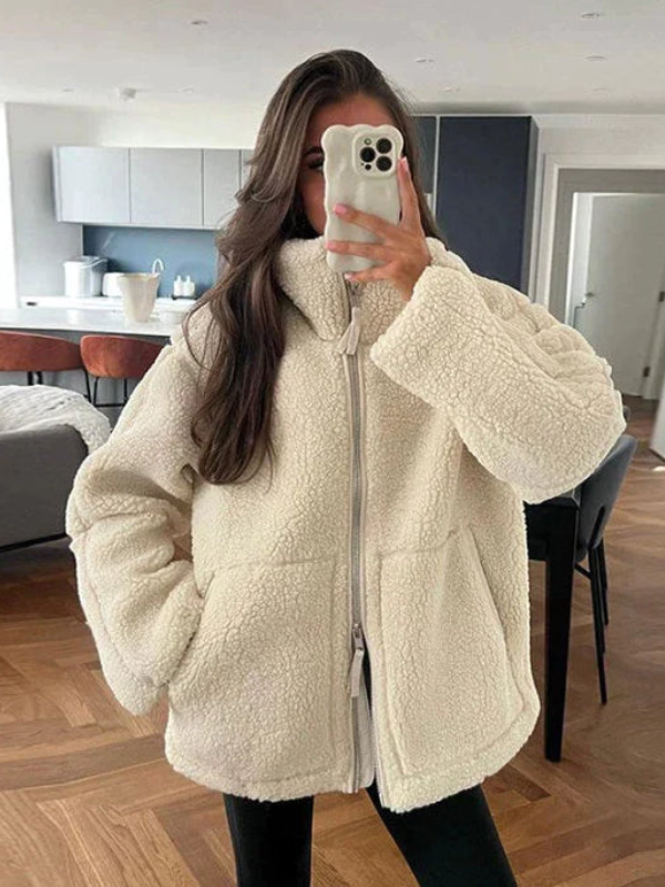 Daphne - Giacca Oversize in Sherpa Fleece Ultra Morbida e alla Moda per il Freddo