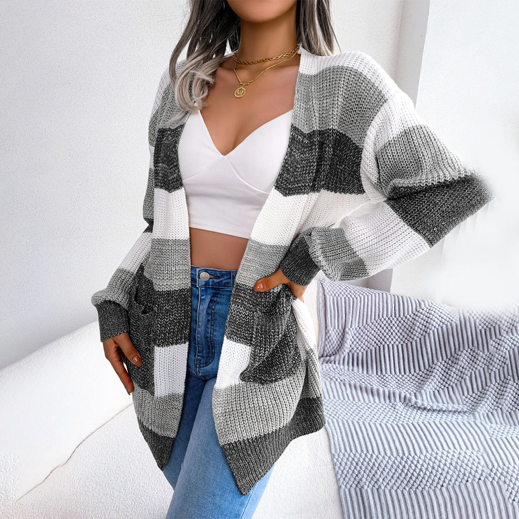 Indy - Cardigan lavorato a maglia oversize a righe