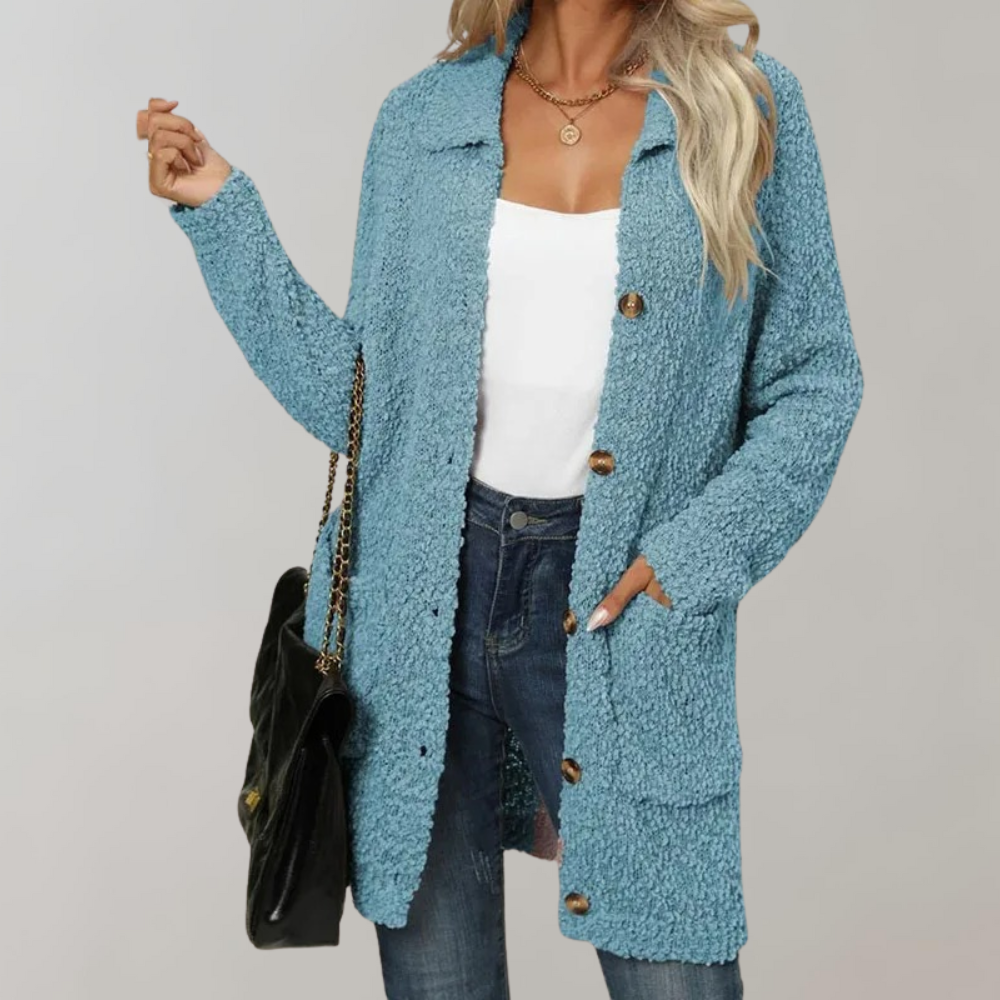 Delilah - Cardigan lungo casual da donna con tasche