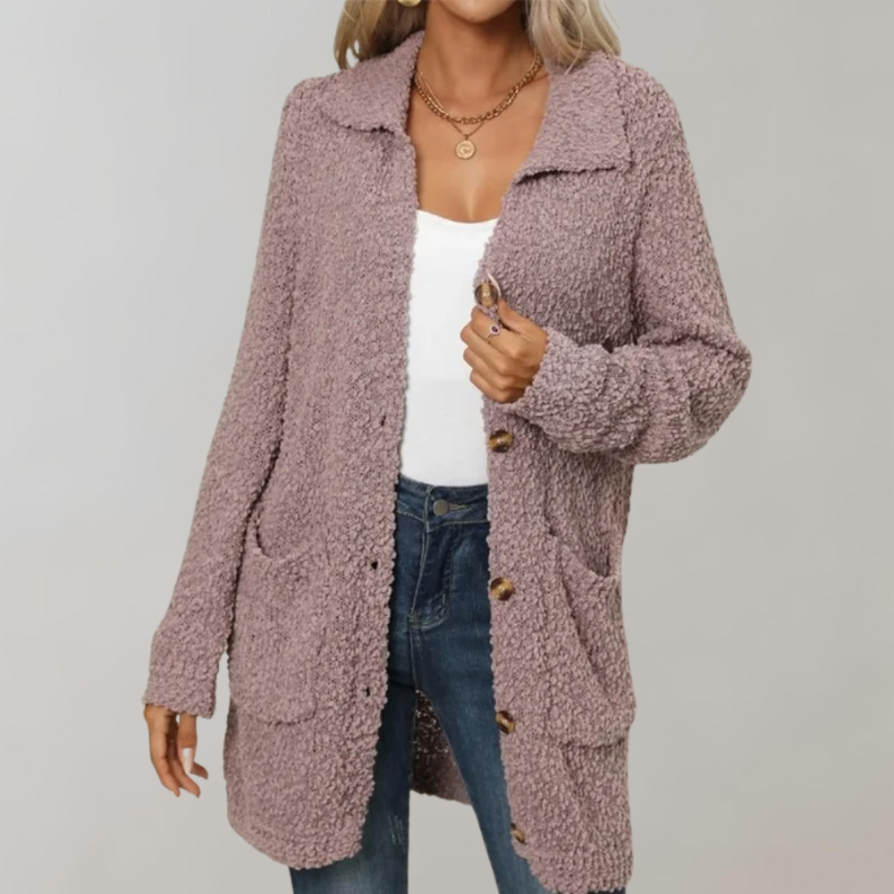 Delilah - Cardigan lungo casual da donna con tasche