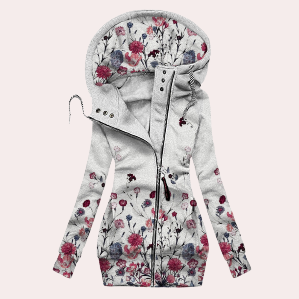 Layla - Felpa con cappuccio e zip a fiori