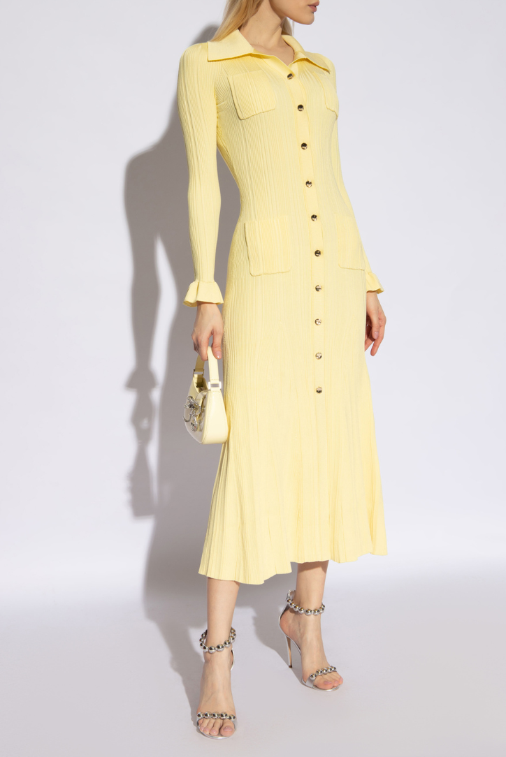 Leilani - Abito Maxi in Maglia con Dettagli di Bottoni Dorati