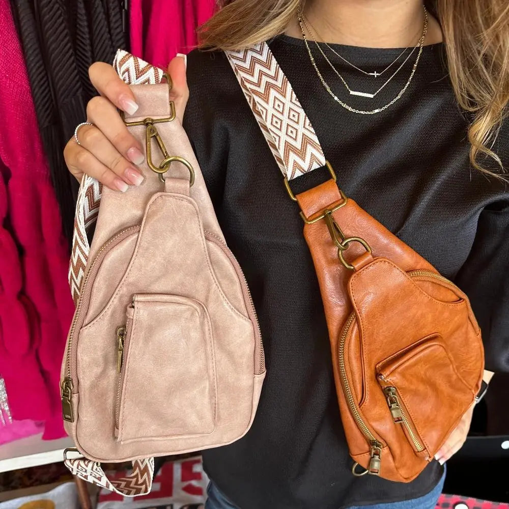 Mackenzie - Borsa a tracolla vintage con cinturino geometrico