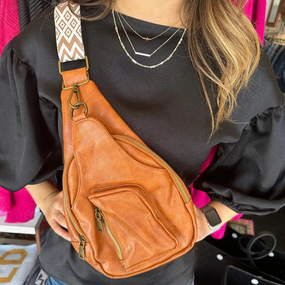 Mackenzie - Borsa a tracolla vintage con cinturino geometrico