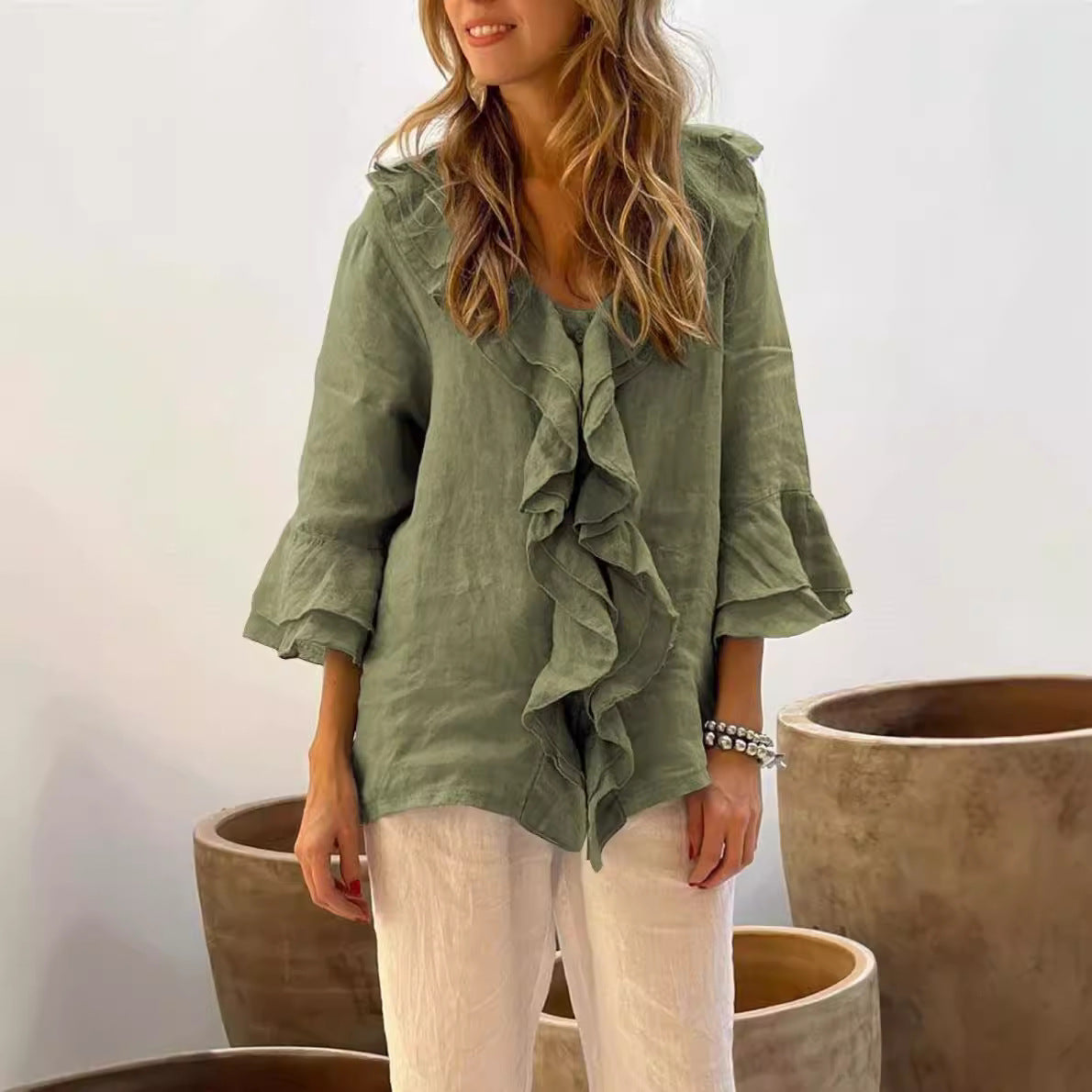 Mallee - Blusa elegante con volant
