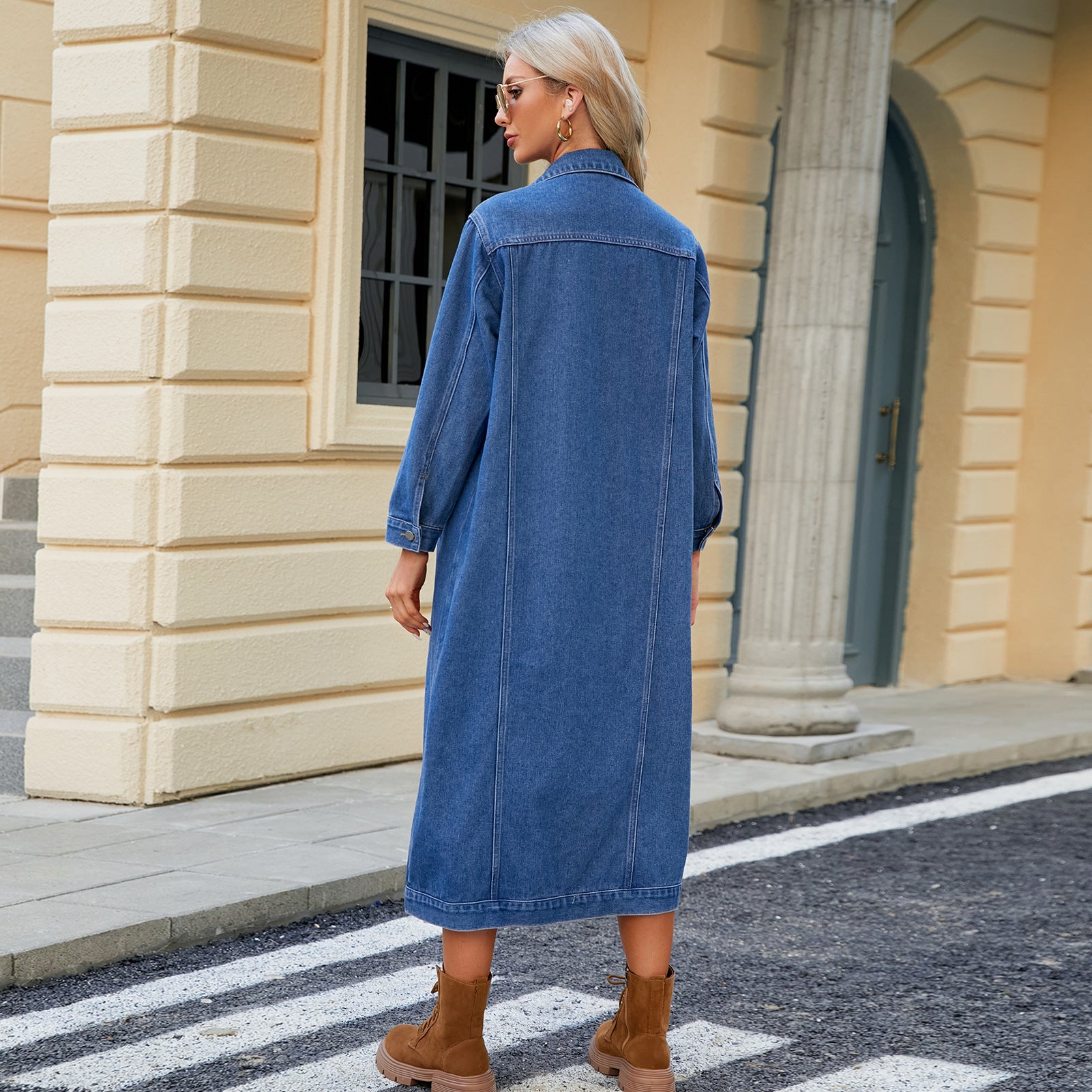 Lucinda - Giacca lunga da donna in denim tipo duster