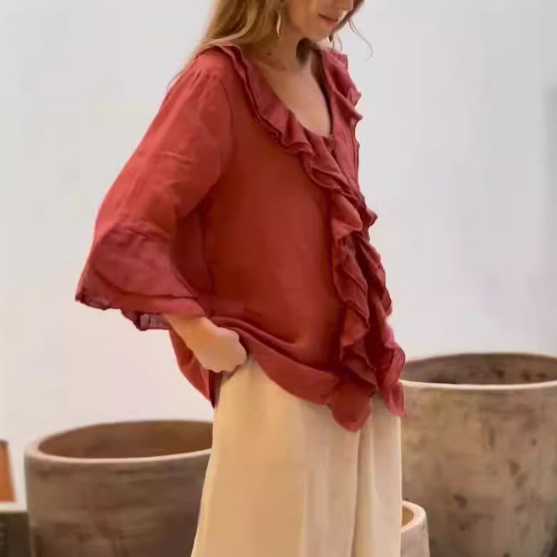 Mallee - Blusa elegante con volant