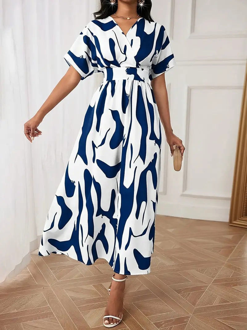 Bianca - Abito lungo avvolgente Eleganza Astratta