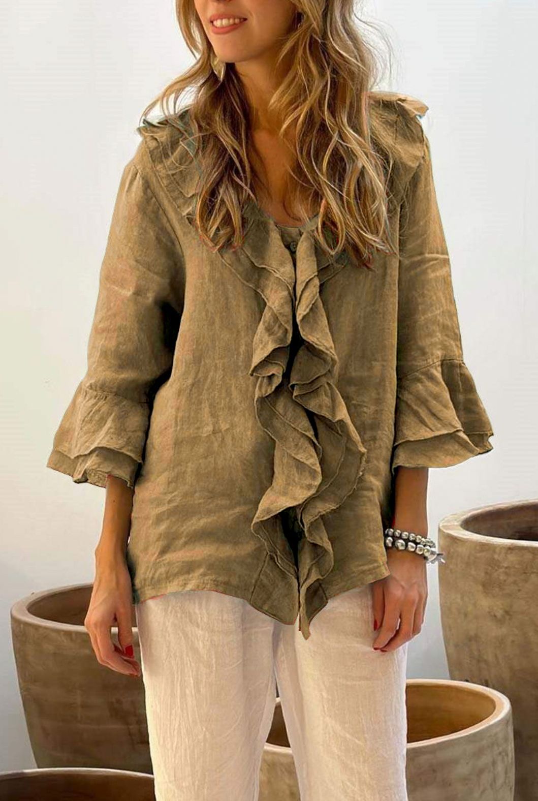Mallee - Blusa elegante con volant