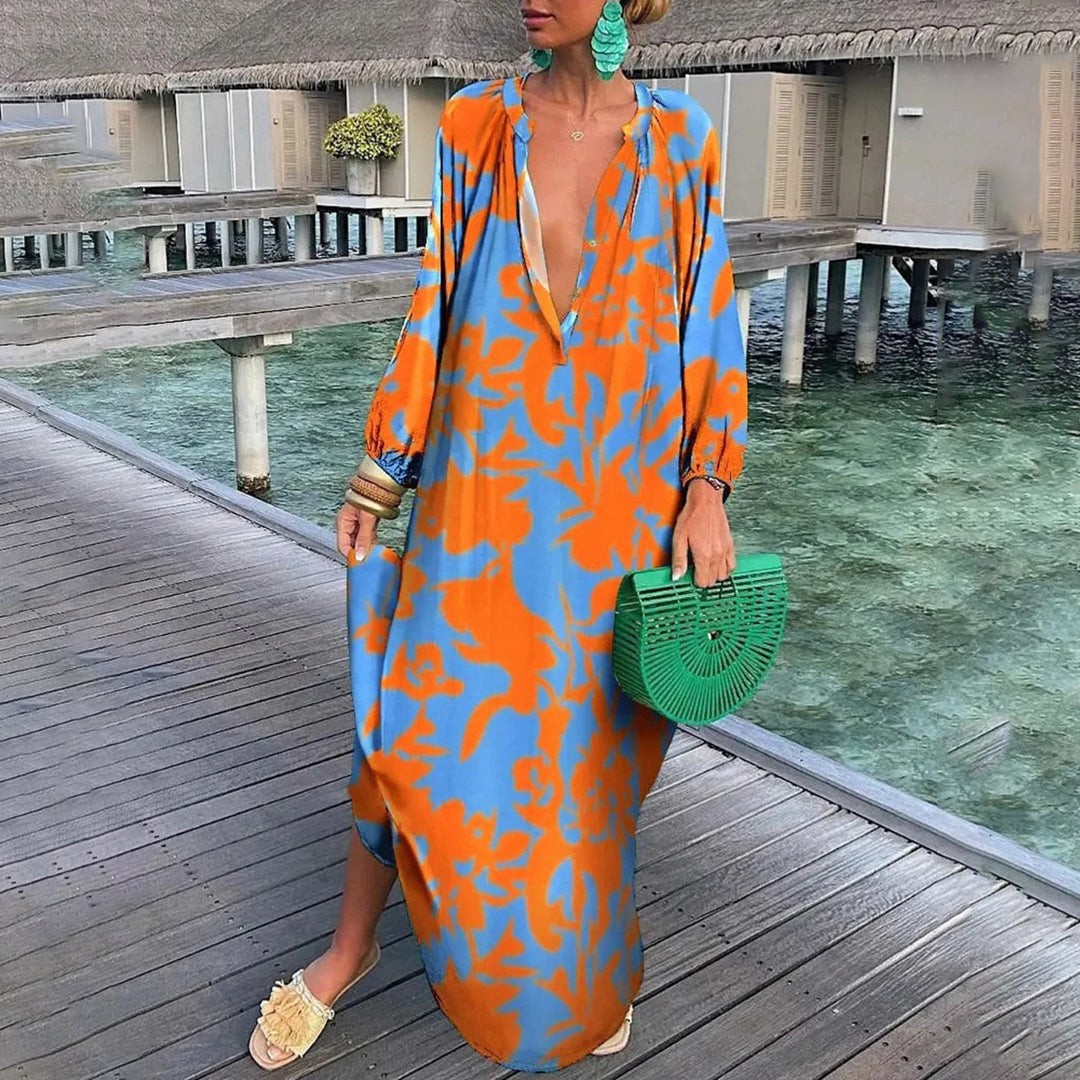 Clarice - Abito Kaftan Boho da Spiaggia in Chiffon Fluttuante Abbigliamento Resort