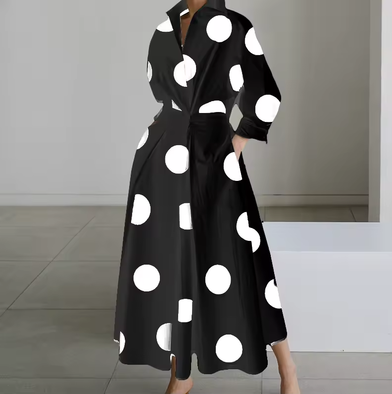 Estelle - Vestito Camicia con Colletto, Bottoni Frontali e Vita Arricciata