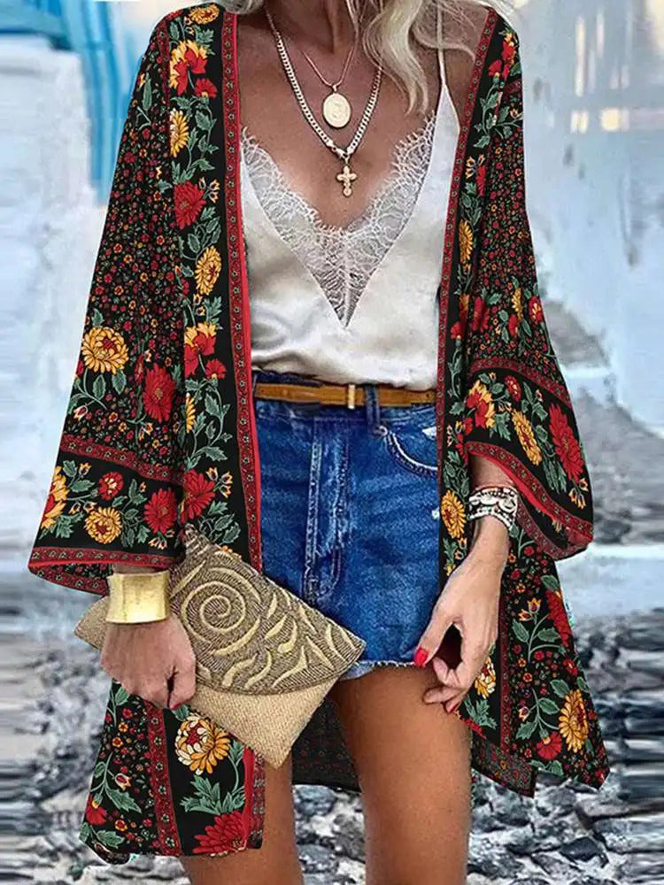 Candice - Cardigan Estivo Leggero a Fiori (Disponibile in Taglie Comode)