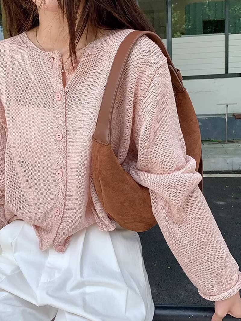 Maisie - kabelka Halfmoon z umělé semiše