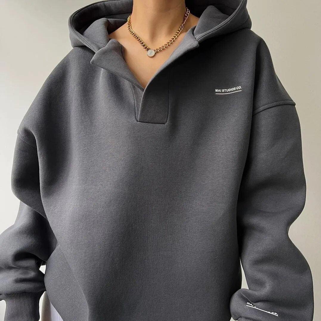 Audrey - Oversized volný mikina s kapucí