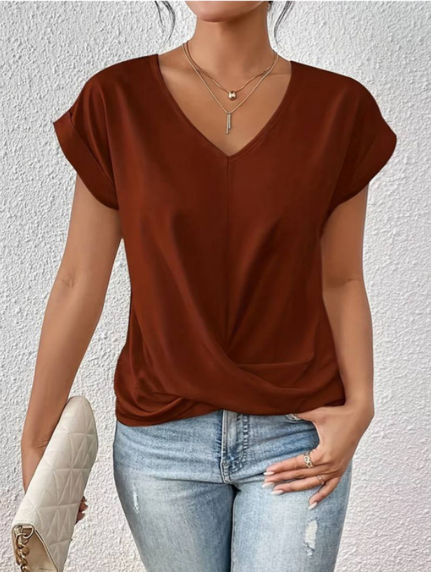 Alana - Camicia con scollo a V drappeggiato