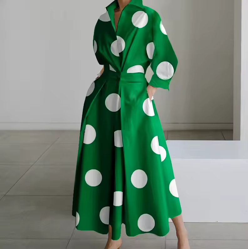 Estelle - Vestito Camicia con Colletto, Bottoni Frontali e Vita Arricciata