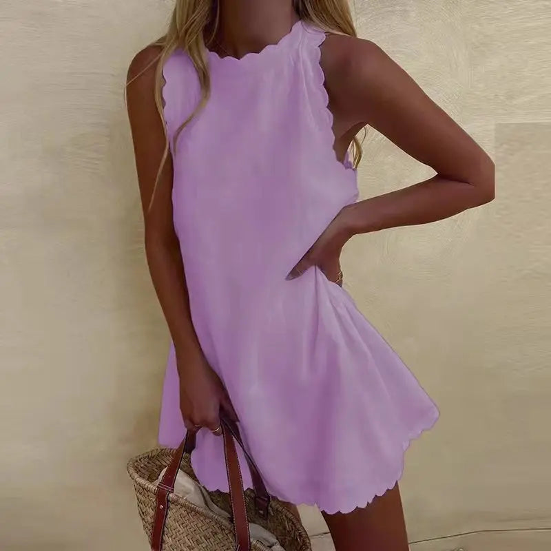 Ella - Radiant Mini Dress with Wavy Hem (Plus Size Available)