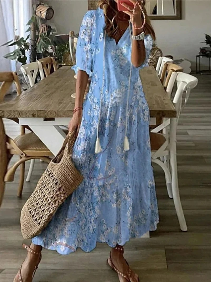 Matilda - Abito Maxi Boho con Scollo a V