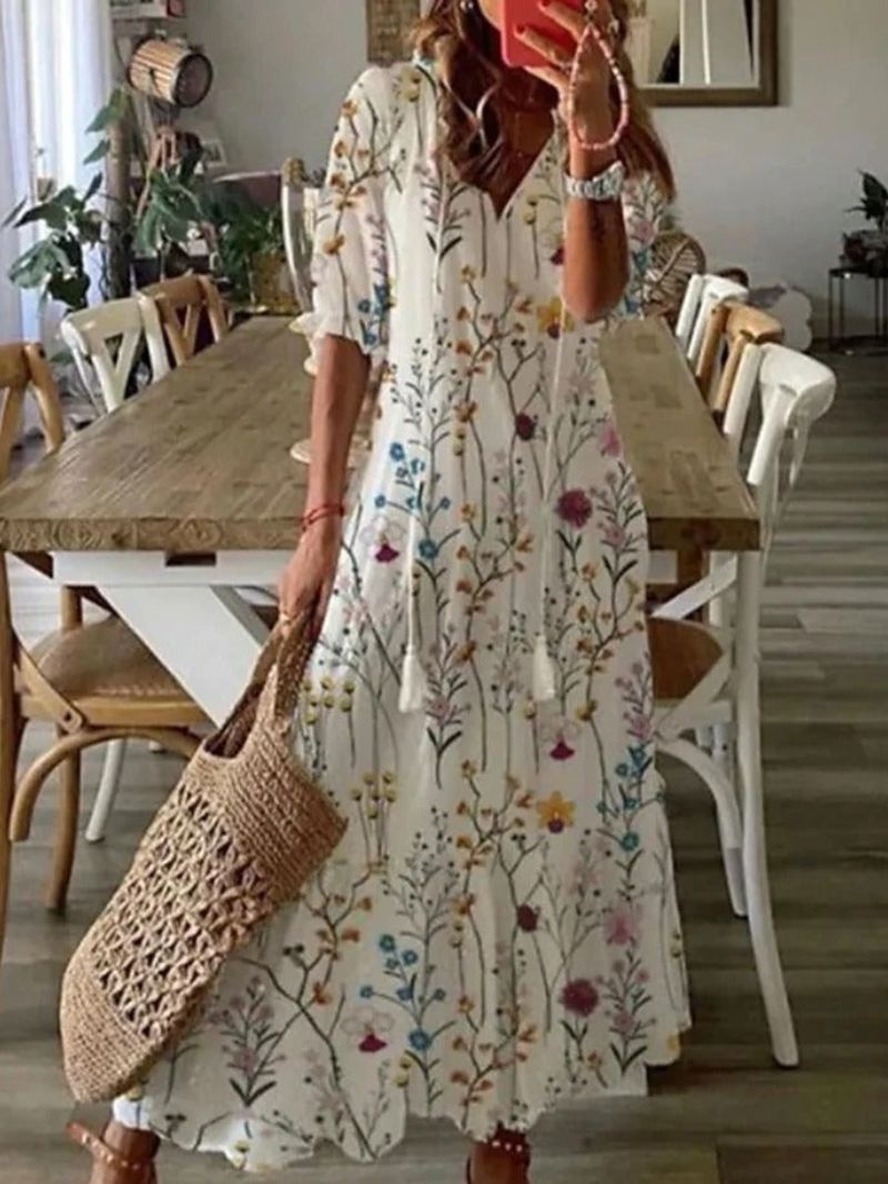 Matilda - Abito Maxi Boho con Scollo a V