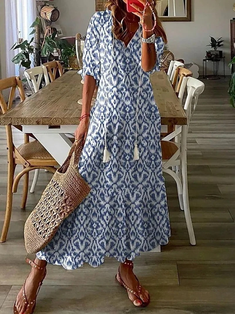 Matilda - Abito Maxi Boho con Scollo a V