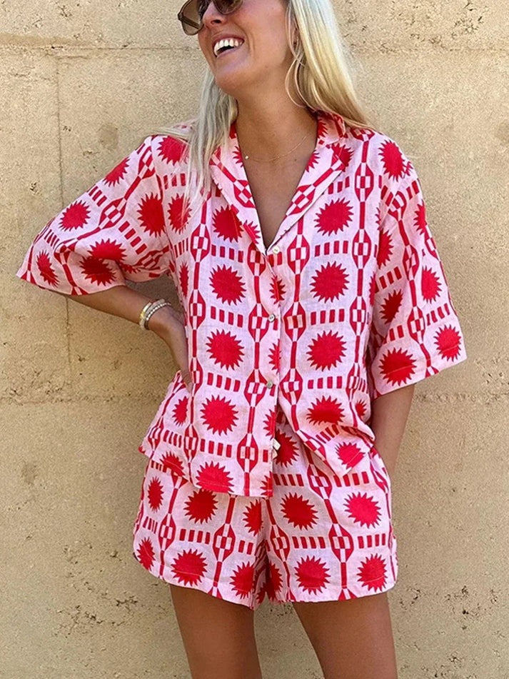 Alessia - Completo Due Pezzi con Maglietta a Maniche Corte e Pantaloncini a Vestibilità Larga, Abbigliamento Estivo Donna