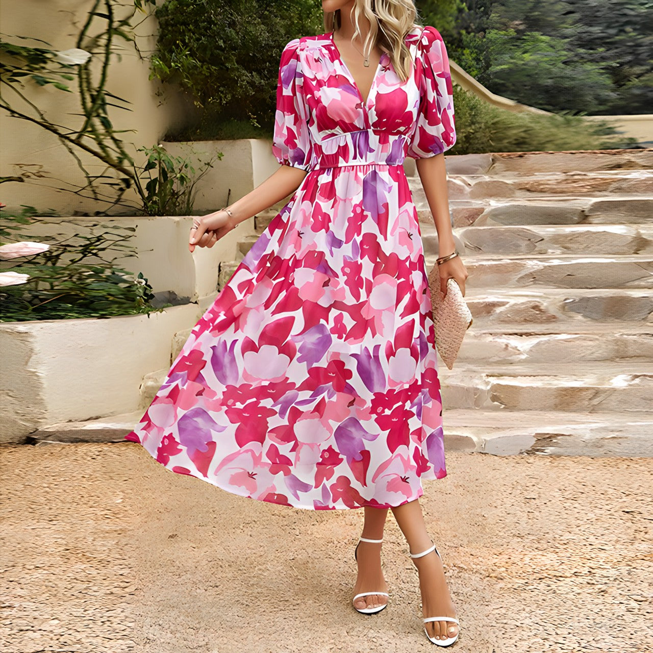 Sadie - Robe midi avec col en V