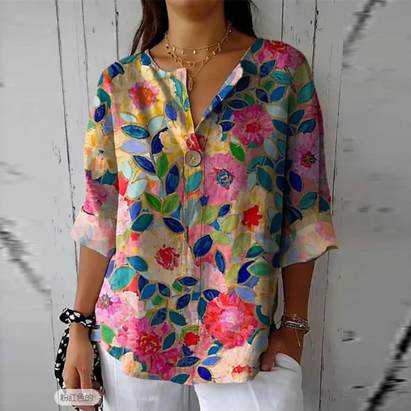 Juno - Blusa primaverile con stampa floreale