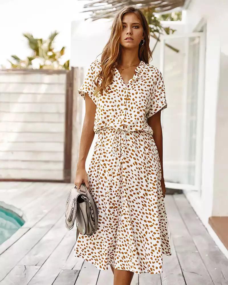 Hazel - Elegante abito midi con stampa leopardata