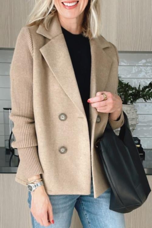 Sadie - Double-Breasted Knit Sleeve Blazer