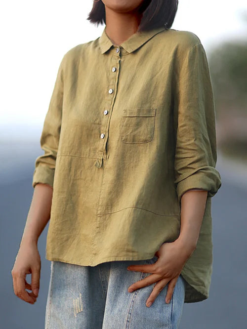 Donna - Camicia da donna in lino a maniche lunghe