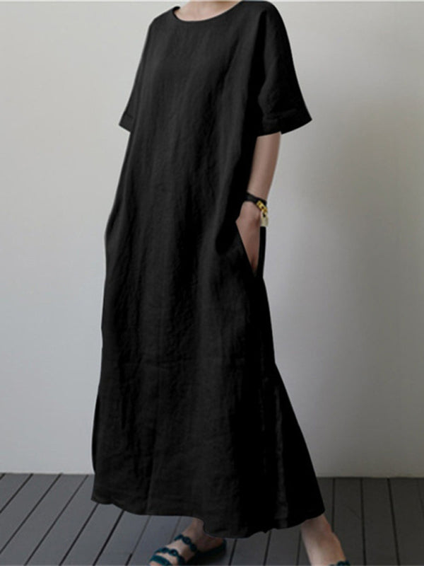 Nell - Vestito Largo con Cintura e Spacco Laterale (Disponibile in Taglie Forti)