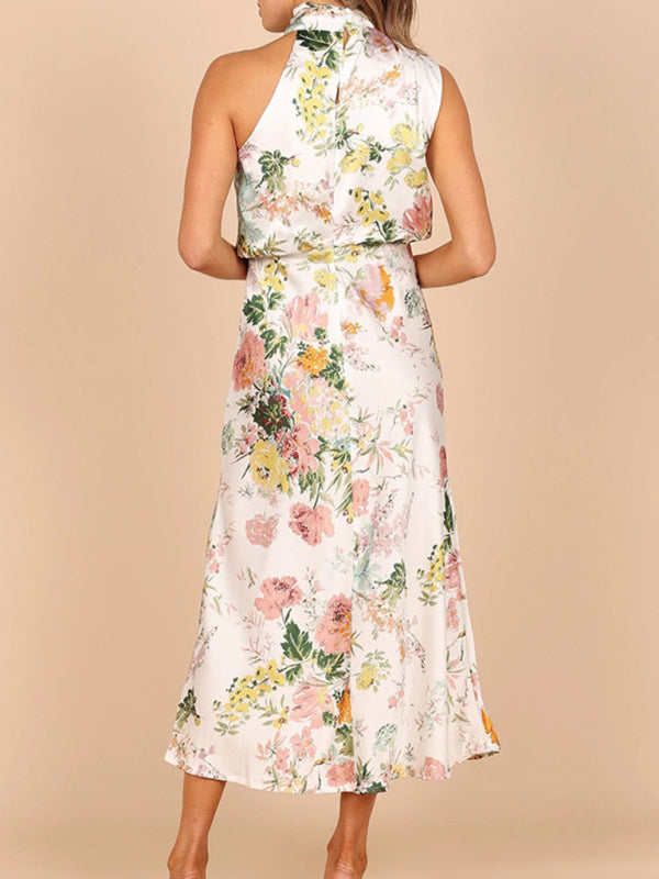 Pauline - Abito Midi con Scollo a Halter e Stampa Floreale