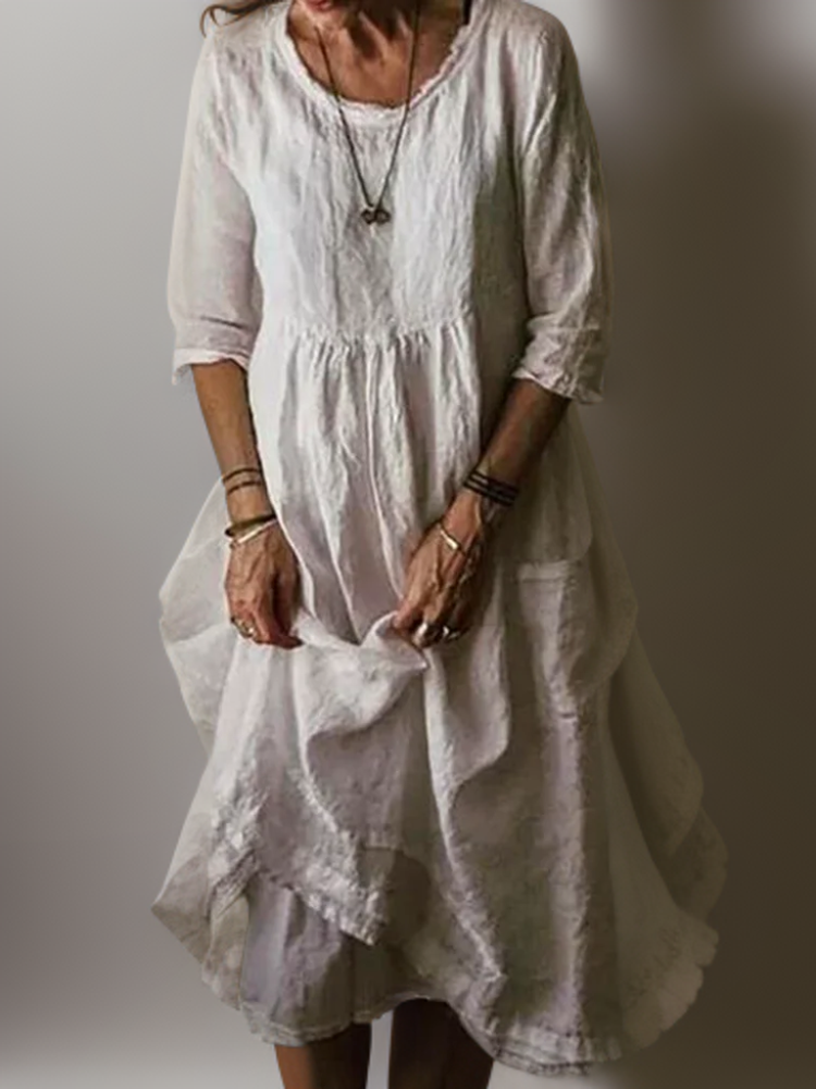 Amelia - Abito Maxi a Vestibilità Comoda con Scollo Rotondo | Disponibile in Taglie Comode
