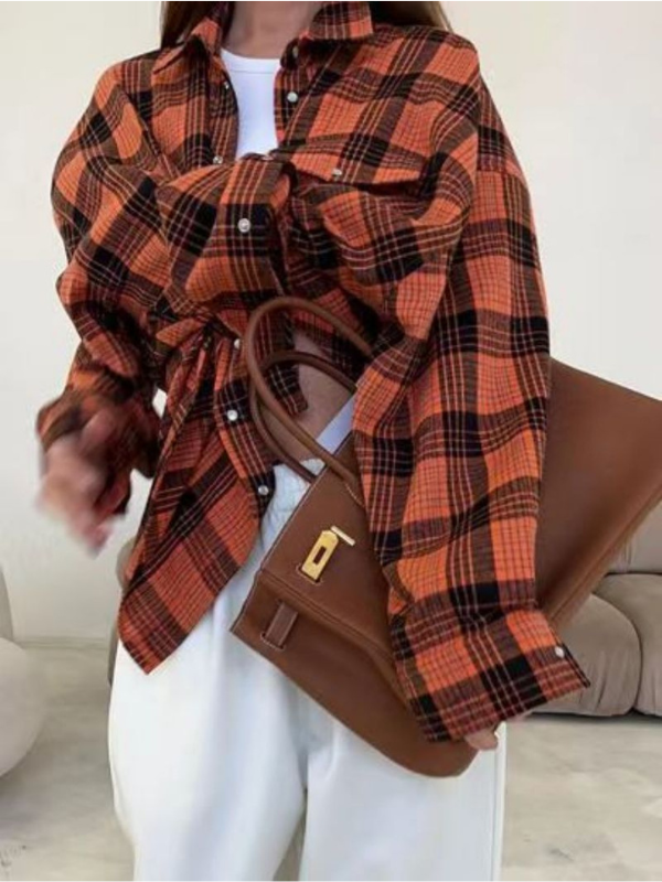 Charlotte - Camicia oversize a quadri con bottoni per donna